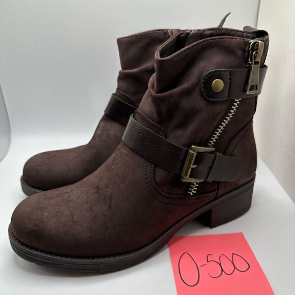 DUNES Women's Moto Boot 7 BROWN - Picture 3 of 7